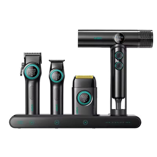 VGR 4-in-1 Pro Barber Set – Clipper, Trimmer, Dryer 💨 9000RPM Grooming Kit