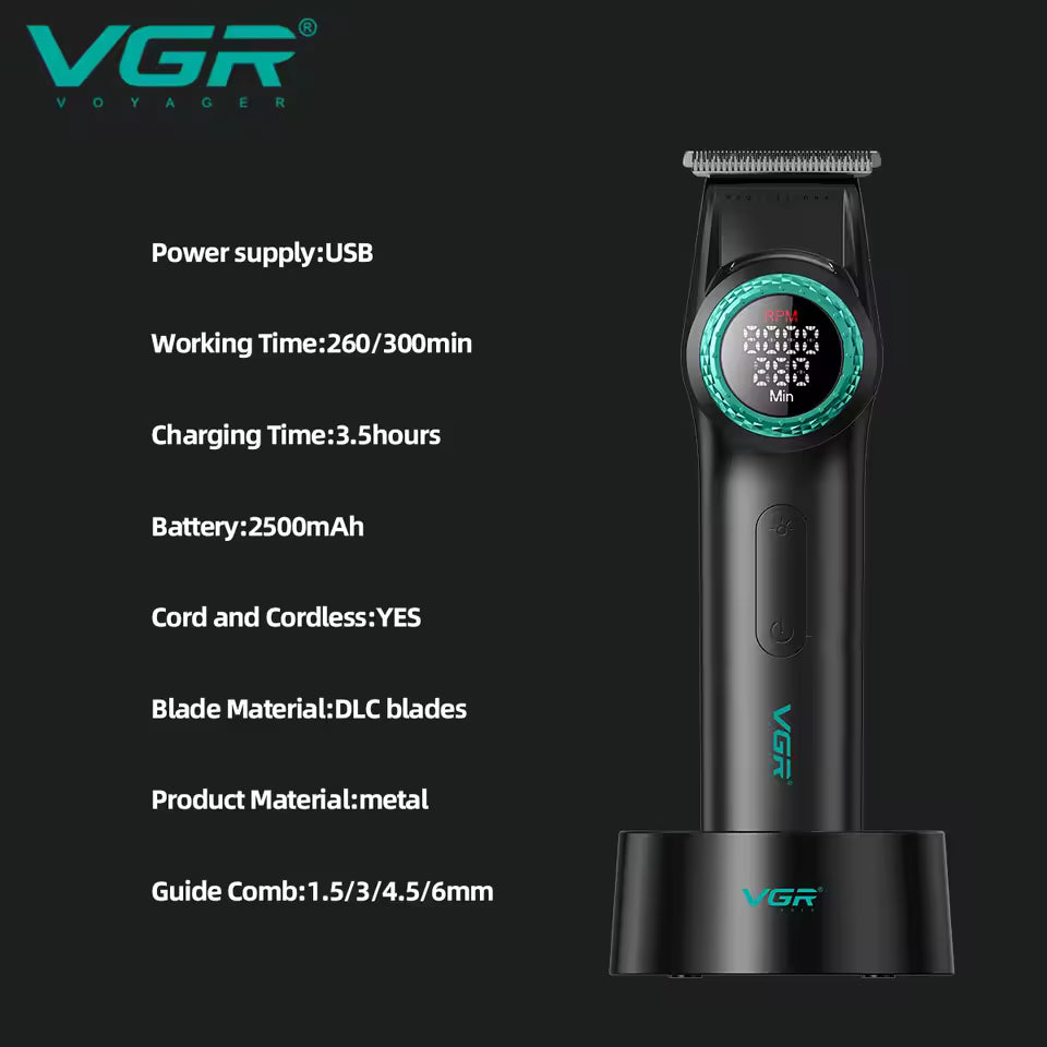VGR 4-in-1 Pro Barber Set – Clipper, Trimmer, Dryer 💨 9000RPM Grooming Kit