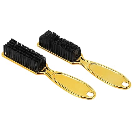 Gold 2PC Fade Brush Set | ABS Handle – Comb & Scissors Cleaning Brushes for Barbers