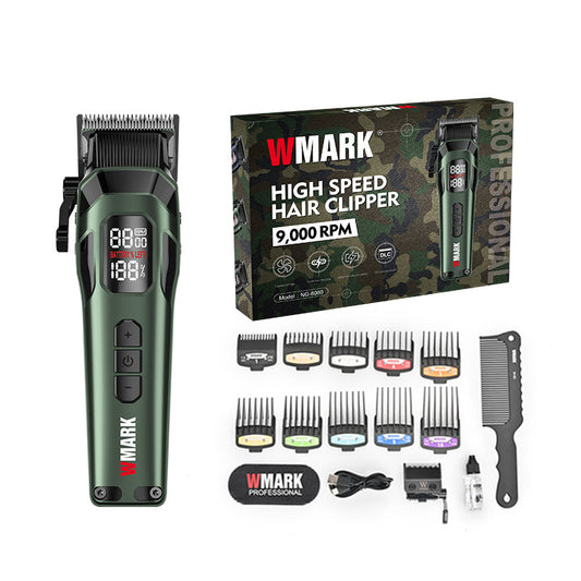 WMARK NG-8080 High-Speed Hair Clipper | 9000RPM Motor & Rechargeable Pro Trimmer