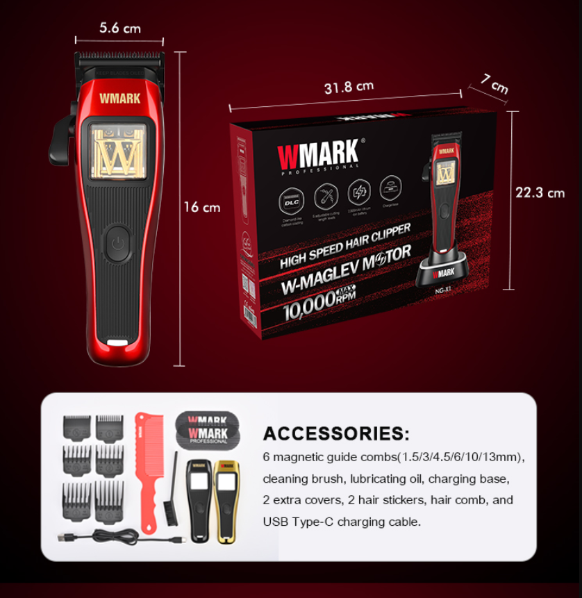 WMARK NG-X1 Professional Hair Clipper – 10,000 RPM Maglev Motor