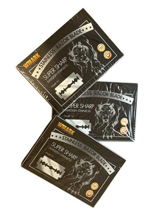 WMARK R-1 Razor Blades (300) | Swedish Stainless Steel Double-Edge – 3 Pack