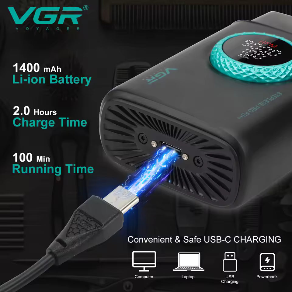 VGR V-378 ✂️ Beard & Hair Shaver – 9000RPM, LED Display, USB Rechargeable 🔋