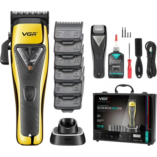 VGR 015 Pro Cordless Clipper ✂️ DLC Blade | 9000RPM + Travel Kit 💼